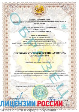Образец сертификата соответствия аудитора №ST.RU.EXP.00014299-1 Ногинск Сертификат ISO 14001